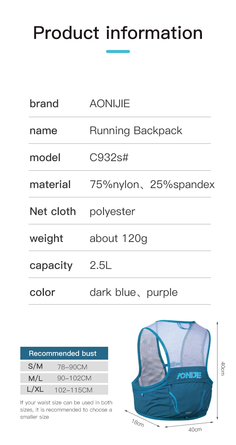 AONIJIE C932S 2.5L Portable Hy - Trail Running Vest ulasan dan harga
